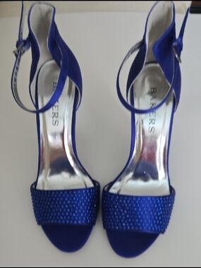 Bakers Royal Blue Crystal-Embellished Ankle-Strap Heels